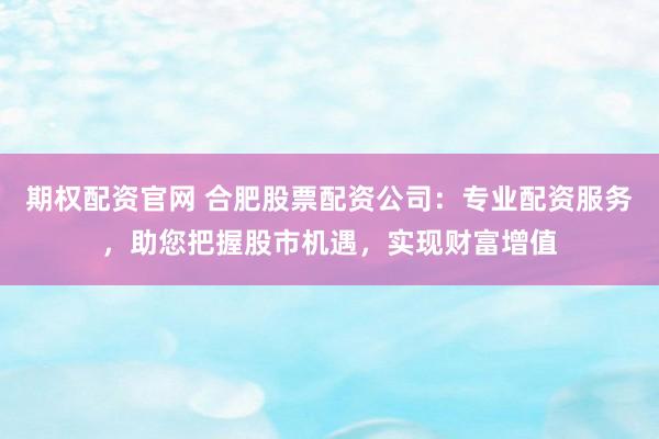 期权配资官网 合肥股票配资公司：专业配资服务，助您把握股市机遇，实现财富增值