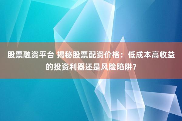 股票融资平台 揭秘股票配资价格：低成本高收益的投资利器还是风险陷阱？
