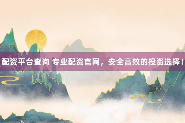 配资平台查询 专业配资官网，安全高效的投资选择！
