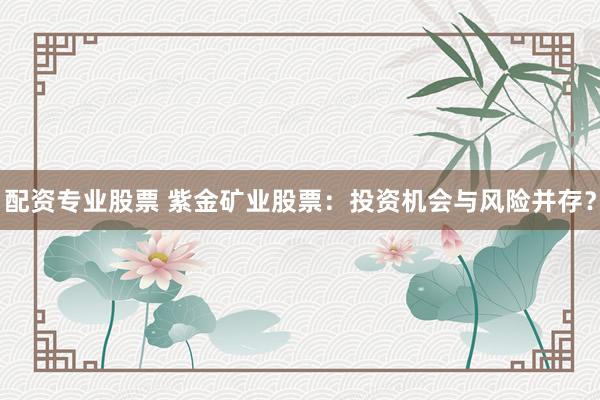配资专业股票 紫金矿业股票：投资机会与风险并存？