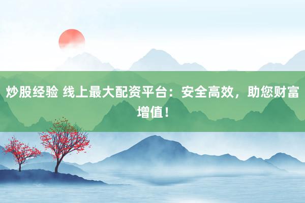 炒股经验 线上最大配资平台:安全高效,助您财富增值!