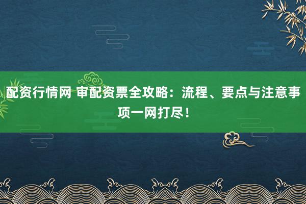 配资行情网 审配资票全攻略:流程、要点与注意事项一网打尽!
