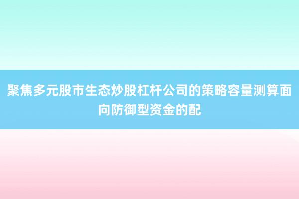 聚焦多元股市生态炒股杠杆公司的策略容量测算面向防御型资金的配