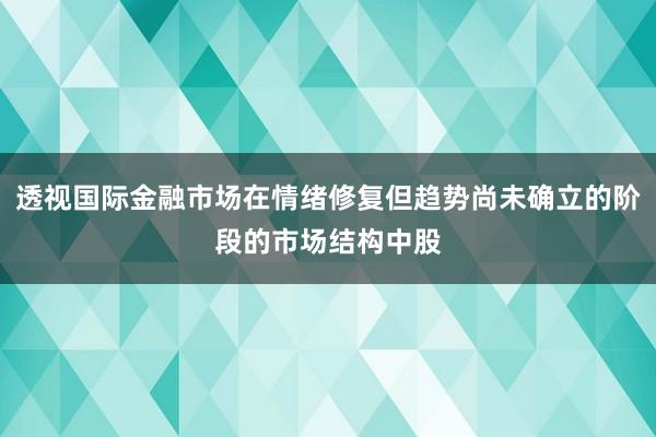 透视国际金融市场在情绪修复但趋势尚未确立的阶段的市场结构中股