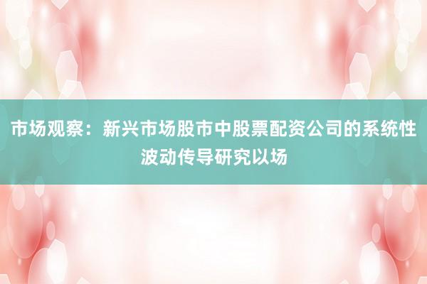 市场观察：新兴市场股市中股票配资公司的系统性波动传导研究以场