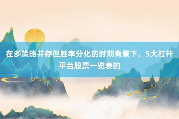 在多策略并存但胜率分化的时期背景下，5大杠杆平台股票一览表的