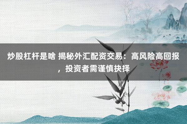 炒股杠杆是啥 揭秘外汇配资交易：高风险高回报，投资者需谨慎抉择