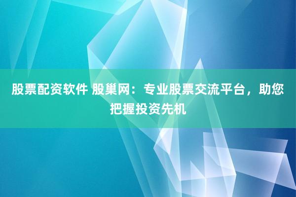 股票配资软件 股巢网:专业股票交流平台,助您把握投资先机