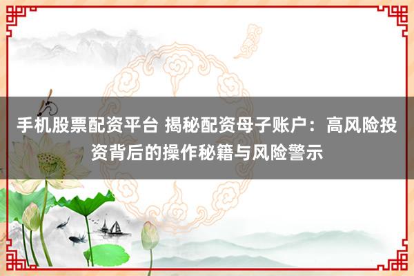 手机股票配资平台 揭秘配资母子账户：高风险投资背后的操作秘籍与风险警示