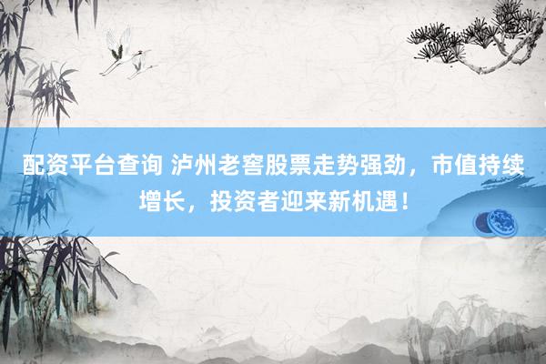 配资平台查询 泸州老窖股票走势强劲，市值持续增长，投资者迎来新机遇！