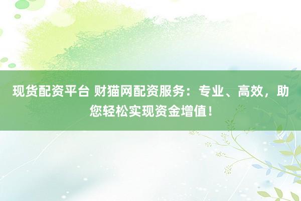 现货配资平台 财猫网配资服务：专业、高效，助您轻松实现资金增值！