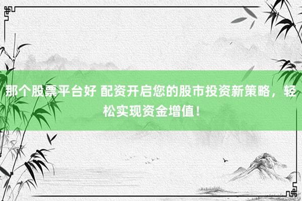 那个股票平台好 配资开启您的股市投资新策略，轻松实现资金增值！